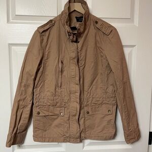 LOVE TREE Utility Jacket Tan Khaki Full Zip Long‎ Sleeve Cotton Women's XL